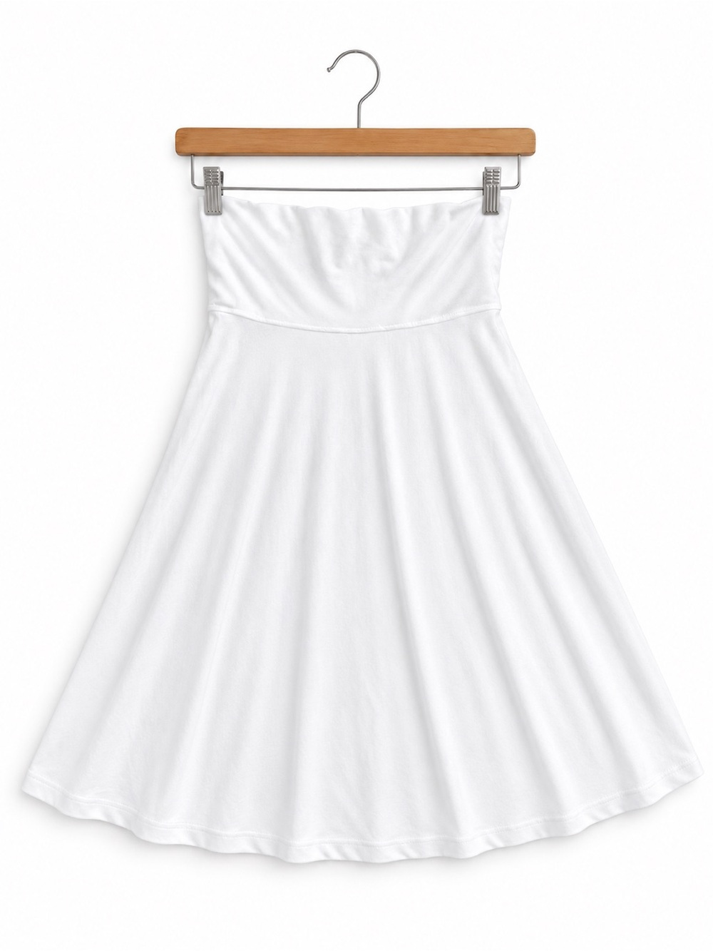 Strapless White A-Line Swim Coverup